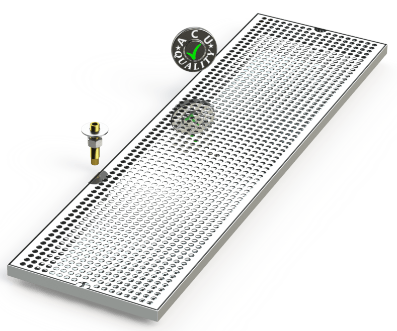 10" X 36" Surface Mount Drip Tray with Drain - ACU Precision Sheet Metal