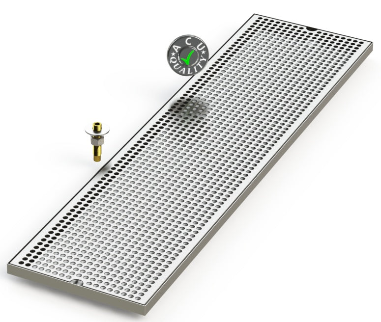 10" X 39" Surface Mount Drip Tray with Drain - ACU Precision Sheet Metal