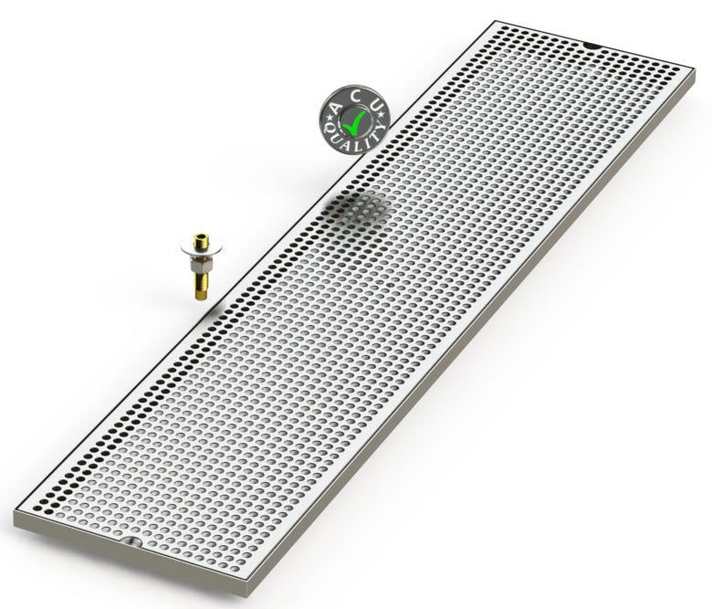 10" X 45" Surface Mount Drip Tray with Drain - ACU Precision Sheet Metal