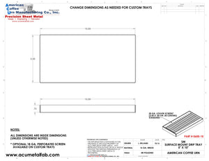 5" X 10" X 3/4" Surface Mount Drip Tray | No Drain | Brass - ACU Precision Sheet Metal
