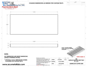 5" X 12" X 3/4" Surface Mount Drip Tray | No Drain | Brass - ACU Precision Sheet Metal