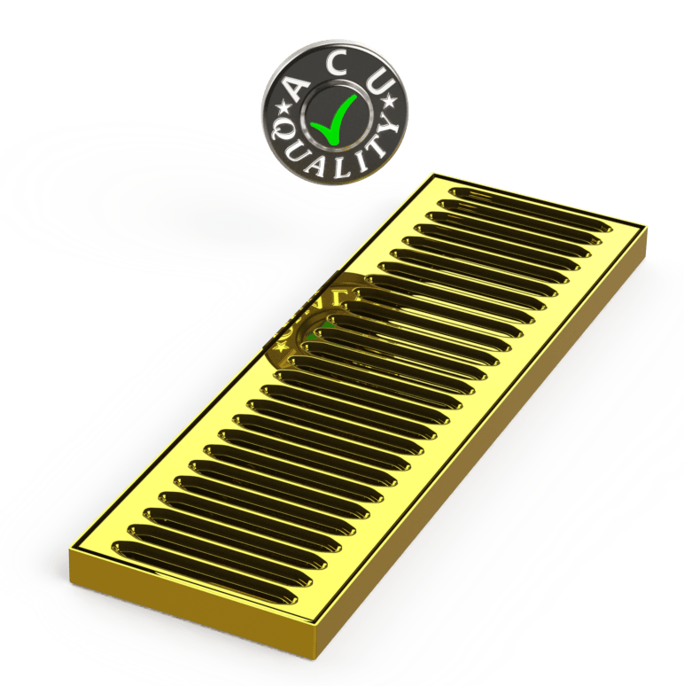 5" X 15" X 3/4" Surface Mount Drip Tray | No Drain | Brass - ACU Precision Sheet Metal