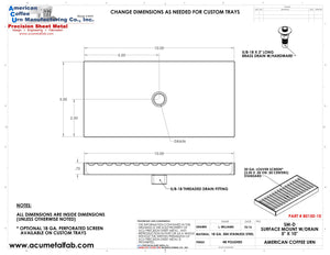 5" X 15" X 3/4" Surface Mount Drip Tray |No Drain | S/S # 8 - ACU Precision Sheet Metal