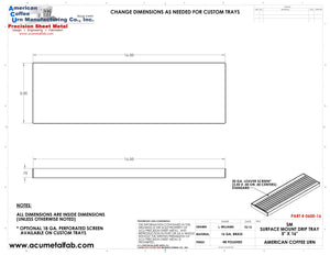 5" X 16" X 3/4" Surface Mount Drip Tray | No Drain | Brass - ACU Precision Sheet Metal