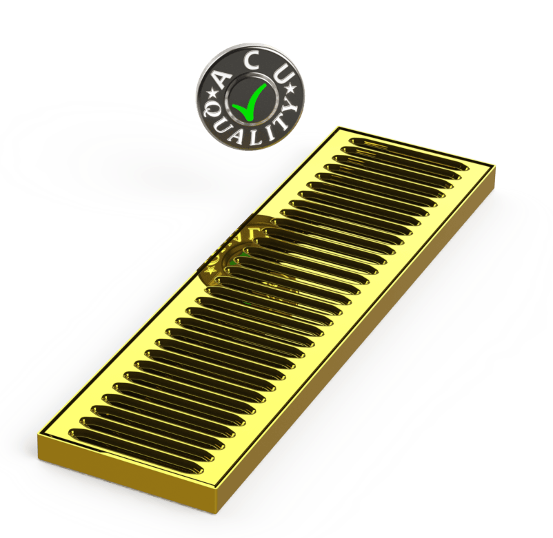 5" X 18" X 3/4" Surface Mount Drip Tray | No Drain | Brass - ACU Precision Sheet Metal