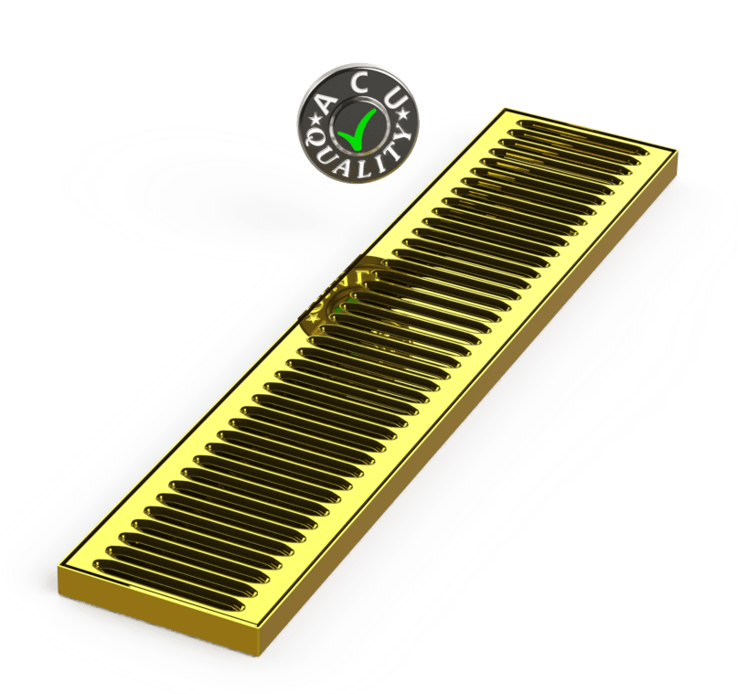 5" X 24" X 3/4" Surface Mount Drip Tray | No Drain | Brass #8 - ACU Precision Sheet Metal