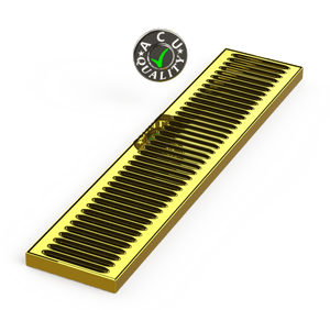 5" X 24" X 3/4" Surface Mount Drip Tray | No Drain | Brass #8 - ACU Precision Sheet Metal
