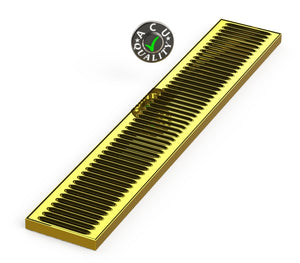 5" X 30" X 3/4" Surface Mount Drip Tray | No Drain | Brass - ACU Precision Sheet Metal