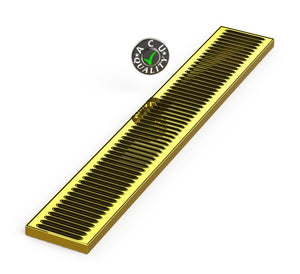5" X 34" X 3/4" Surface Mount Drip Tray | No Drain | Brass - ACU Precision Sheet Metal
