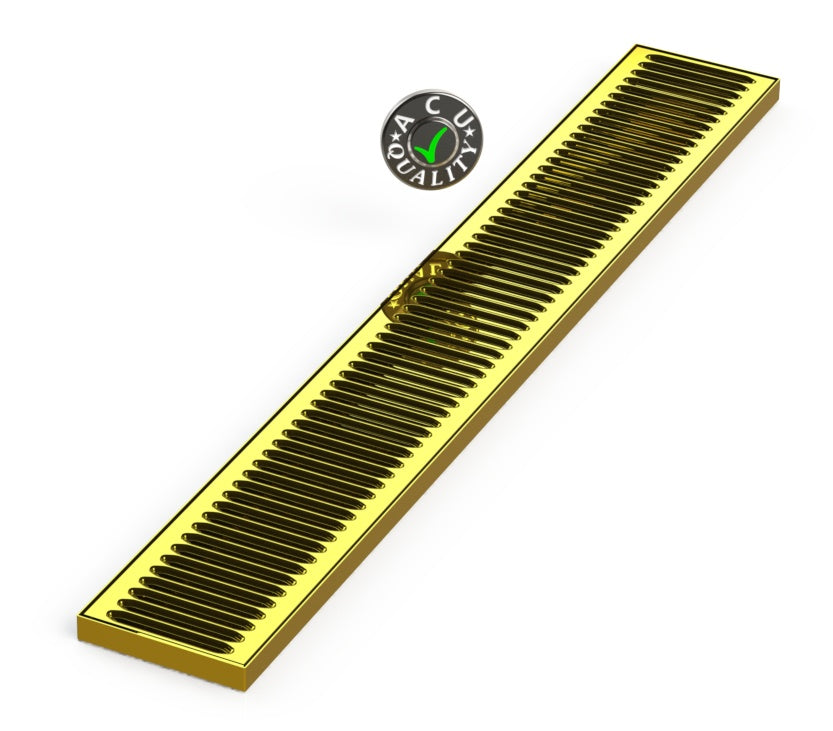 5" X 36" X 3/4" Surface Mount Drip Tray | No Drain | Brass - ACU Precision Sheet Metal