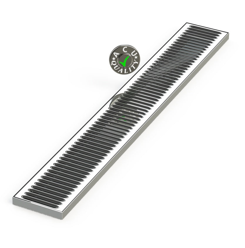5" X 37" X 3/4" Surface Mount Drip Tray |No Drain | S/S # 8 - ACU Precision Sheet Metal