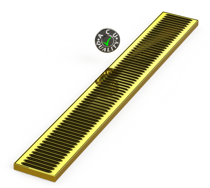 5" X 39" X 3/4" Surface Mount Drip Tray | No Drain | Brass - ACU Precision Sheet Metal