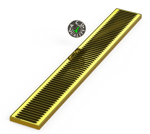 5" X 39" X 3/4" Surface Mount Drip Tray | No Drain | Brass - ACU Precision Sheet Metal