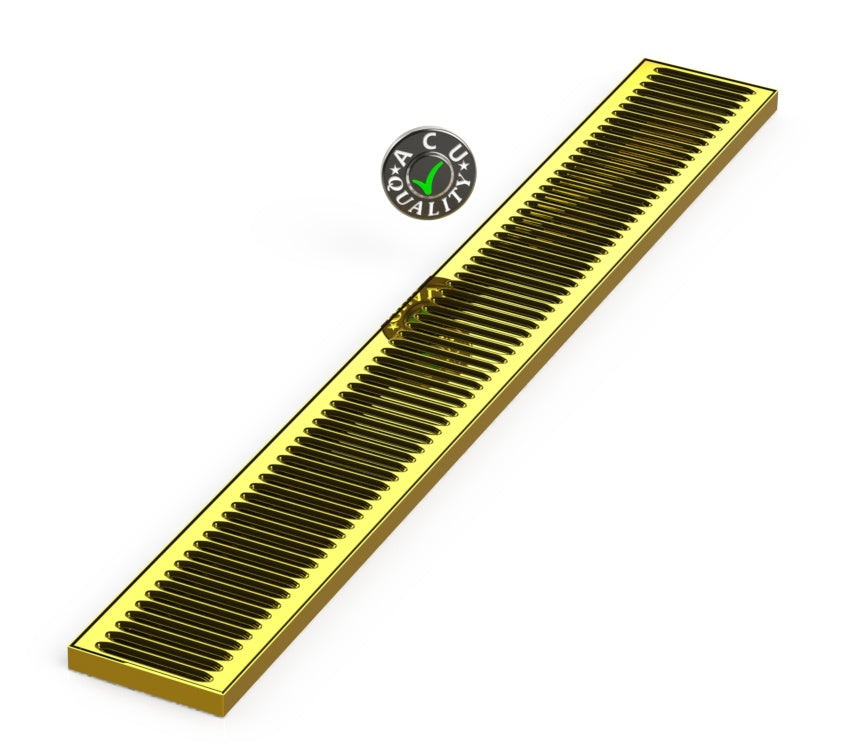 5" X 40" X 3/4" Surface Mount Drip Tray | No Drain | Brass - ACU Precision Sheet Metal