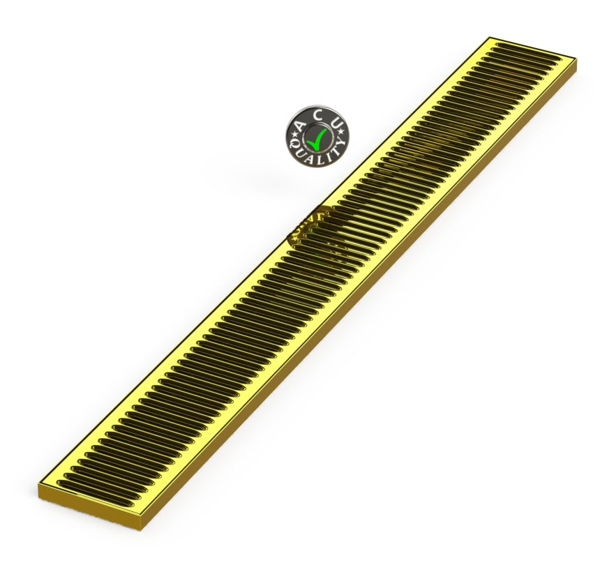 5" X 45" X 3/4" Surface Mount Drip Tray | No Drain | Brass - ACU Precision Sheet Metal