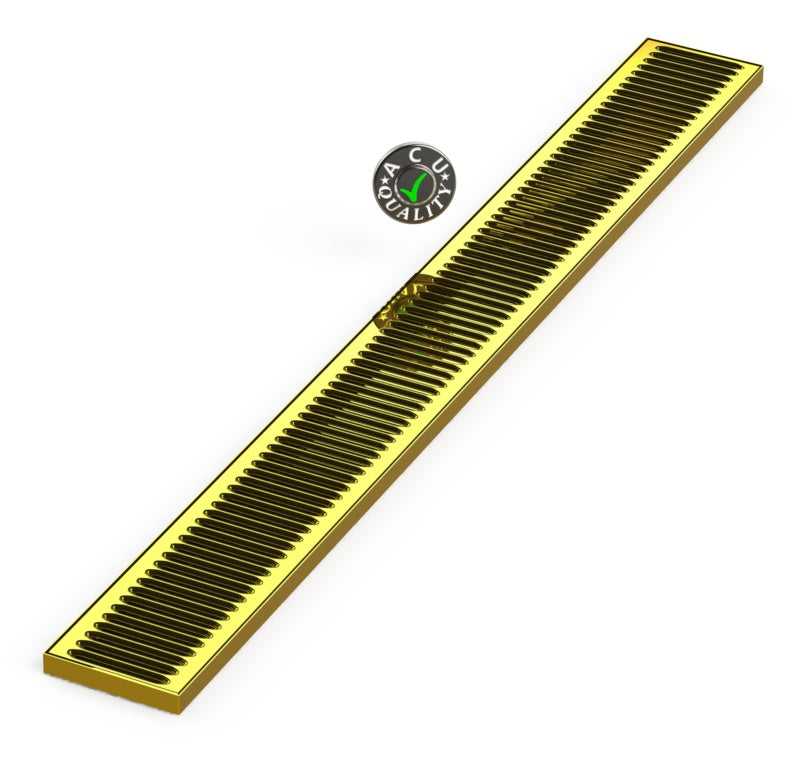 5" X 48" X 3/4" Surface Mount Drip Tray | No Drain | Brass - ACU Precision Sheet Metal