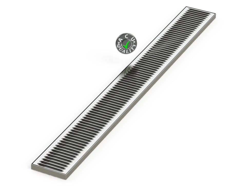 5" X 48" X 3/4 Surface Mount Drip Tray | No Drain | S/S #4 - ACU Precision Sheet Metal