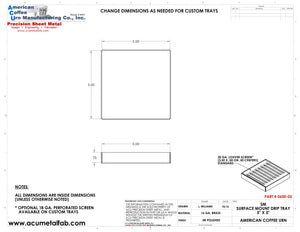 5" X 5" X 3/4" Surface Mount Drip Tray | No Drain | Brass - ACU Precision Sheet Metal
