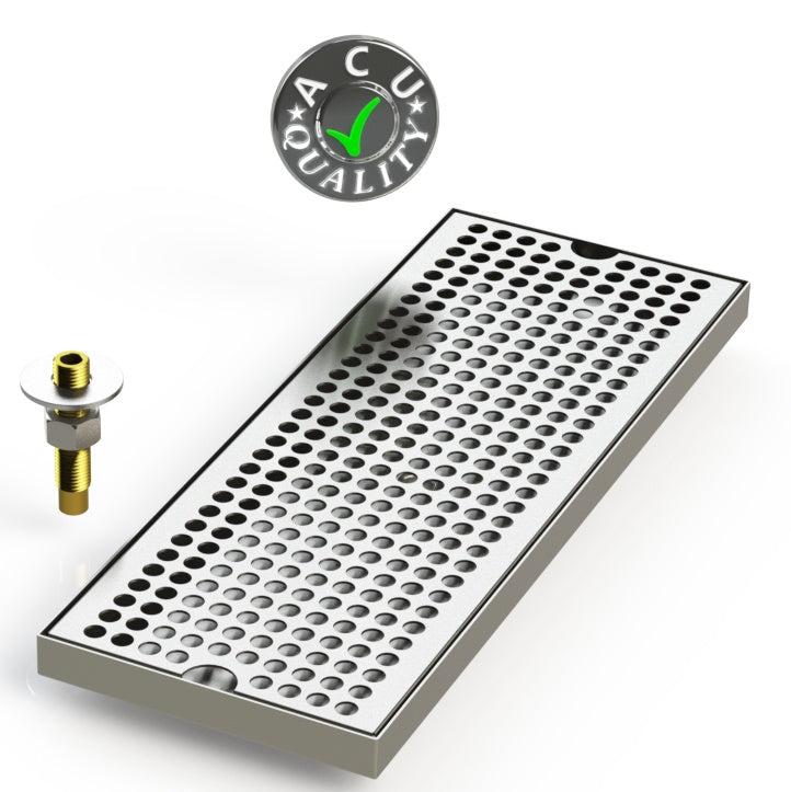 6" X 16"  Surface Mount Drip Tray with Drain - ACU Precision Sheet Metal