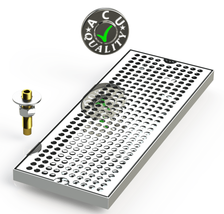 6" X 16"  Surface Mount Drip Tray with Drain - ACU Precision Sheet Metal