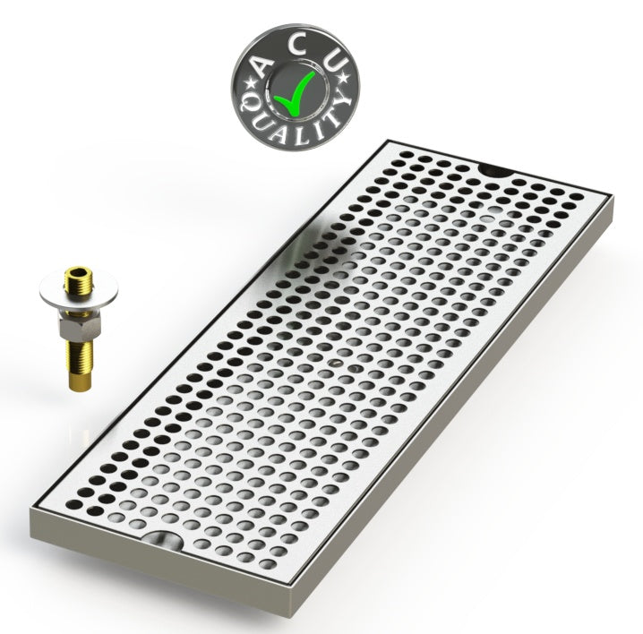 6" X 18"  Surface Mount Drip Tray with Drain - ACU Precision Sheet Metal