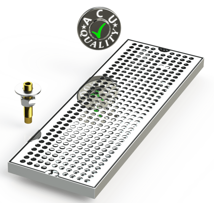 6" X 18"  Surface Mount Drip Tray with Drain - ACU Precision Sheet Metal