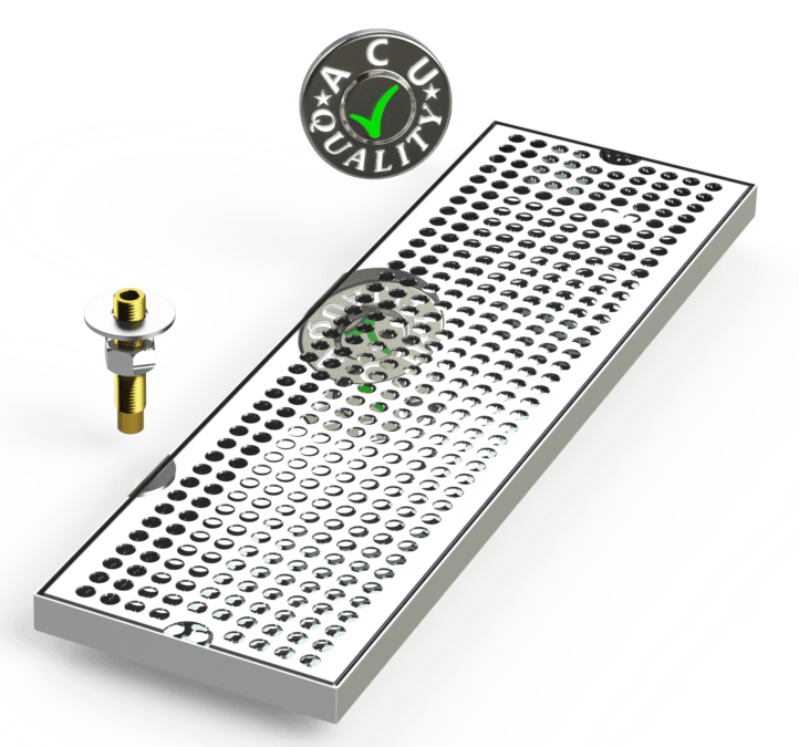 6" X 20" Surface Mount Drip Tray with Drain - ACU Precision Sheet Metal
