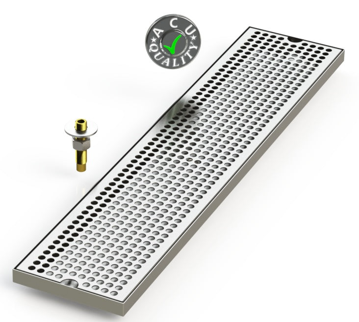 6" X 28" Surface Mount Drip Tray with Drain - ACU Precision Sheet Metal