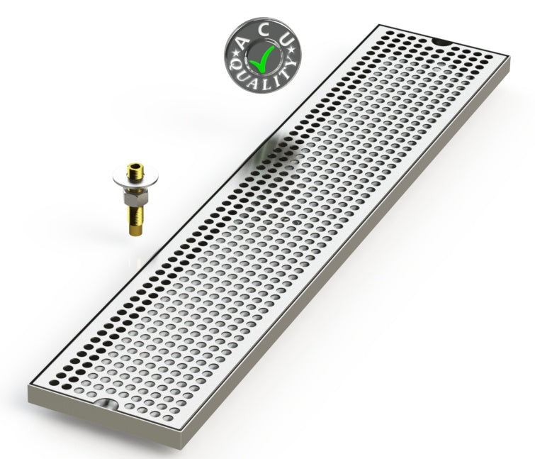 6" X 30" Surface Mount Drip Tray with Drain - ACU Precision Sheet Metal