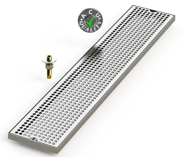 6" X 33" Surface Mount Drip Tray with Drain - ACU Precision Sheet Metal