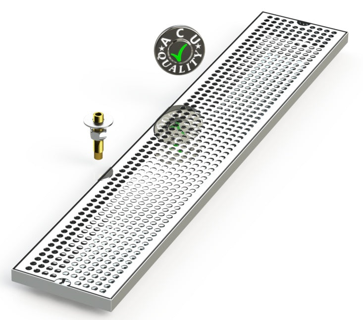 6" X 33" Surface Mount Drip Tray with Drain - ACU Precision Sheet Metal