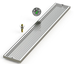 6" X 39" Surface Mount Drip Tray with Drain - ACU Precision Sheet Metal