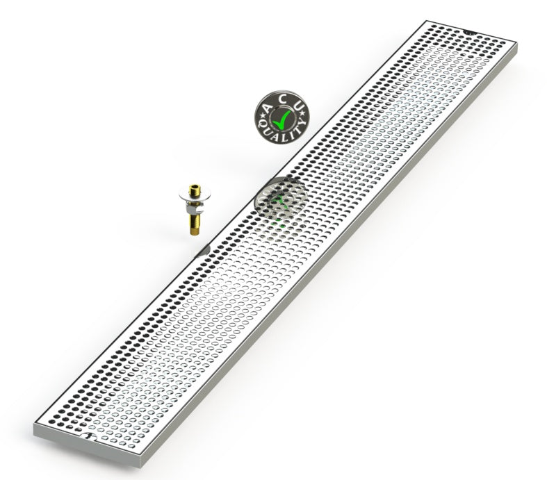 6" X 48" Surface Mount Drip Tray with Drain - ACU Precision Sheet Metal