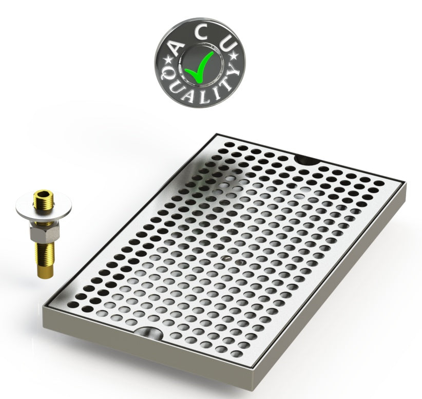 7" X 12" Surface Mount Drip Tray with Drain - ACU Precision Sheet Metal