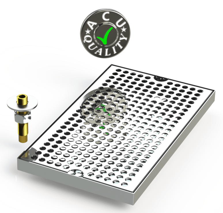 7" X 12" Surface Mount Drip Tray with Drain - ACU Precision Sheet Metal