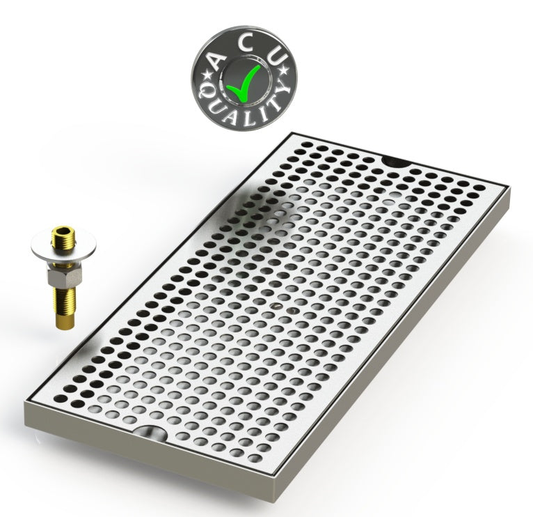 7" X 16" Surface Mount Drip Tray with Drain - ACU Precision Sheet Metal