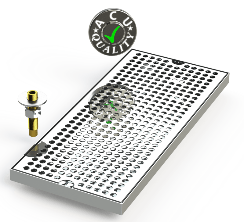 7" X 16" Surface Mount Drip Tray with Drain - ACU Precision Sheet Metal