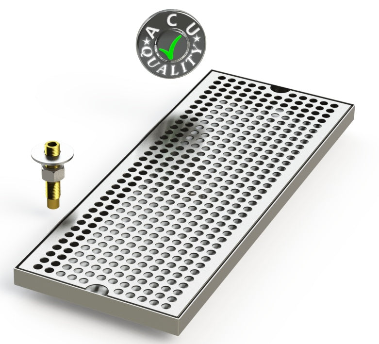 7" X 18" Surface Mount Drip Tray with Drain - ACU Precision Sheet Metal