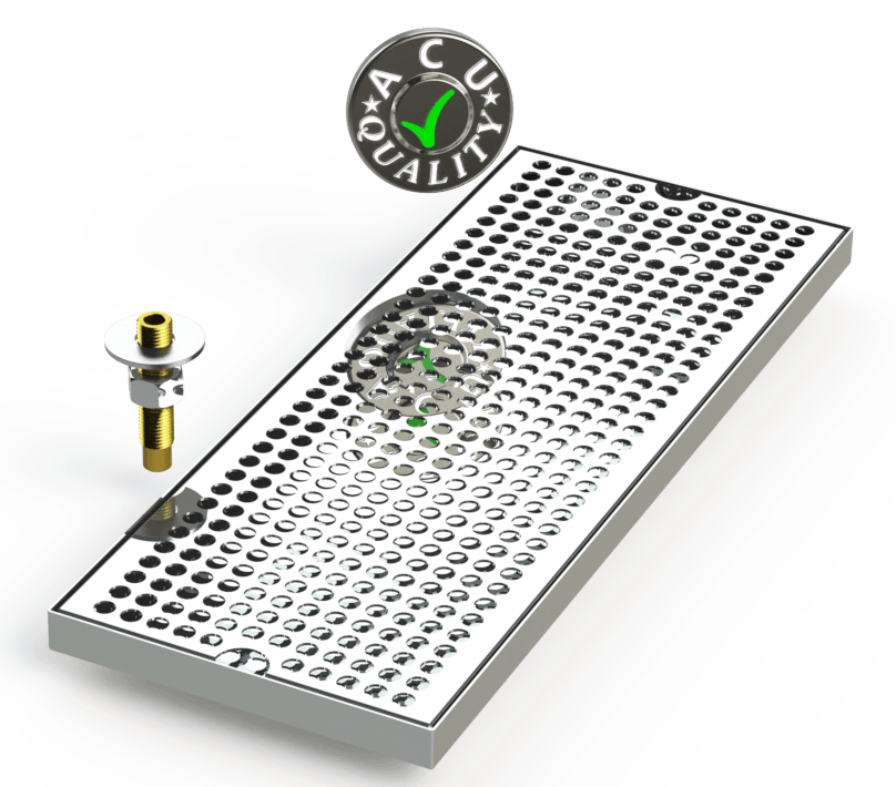 7" X 18" Surface Mount Drip Tray with Drain - ACU Precision Sheet Metal