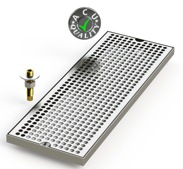 7" X 20" Surface Mount Drip Tray with Drain - ACU Precision Sheet Metal