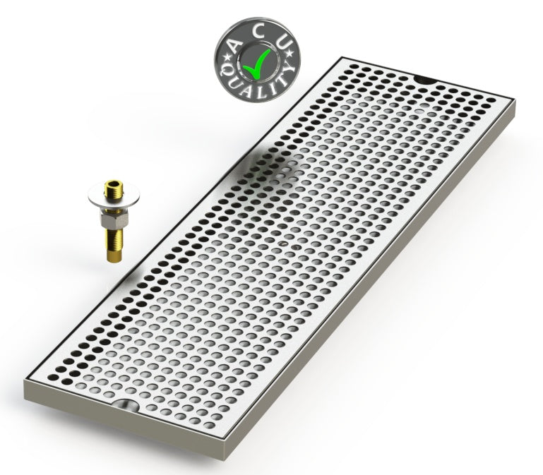 7" X 24" Surface Mount Drip Tray with Drain - ACU Precision Sheet Metal