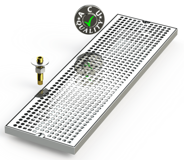 7" X 24" Surface Mount Drip Tray with Drain - ACU Precision Sheet Metal