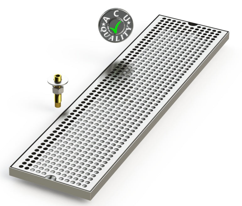 7" X 28" Surface Mount Drip Tray with Drain - ACU Precision Sheet Metal