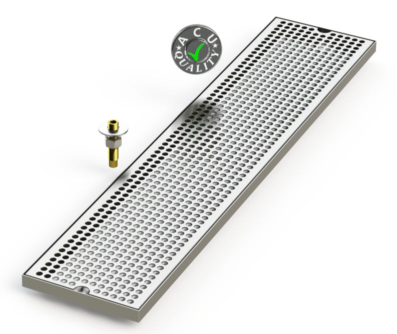 7" X 33" Surface Mount Drip Tray with Drain - ACU Precision Sheet Metal