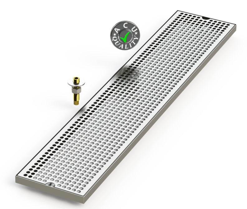 7" X 36" Surface Mount Drip Tray with Drain - ACU Precision Sheet Metal