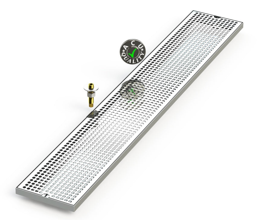 7" X 45" Surface Mount Drip Tray with Drain - ACU Precision Sheet Metal