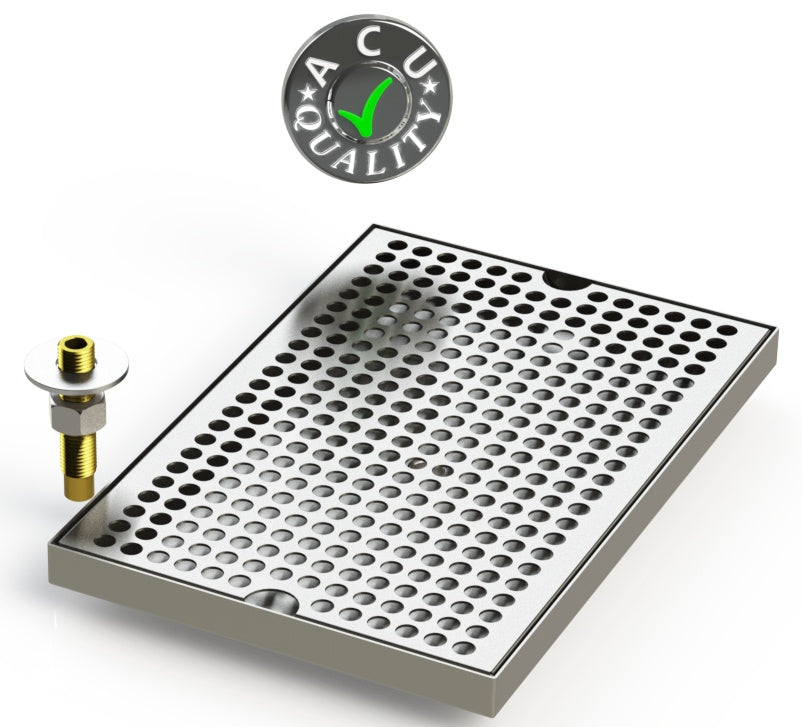 8" X 12" Surface Mount Drip Tray with Drain - ACU Precision Sheet Metal