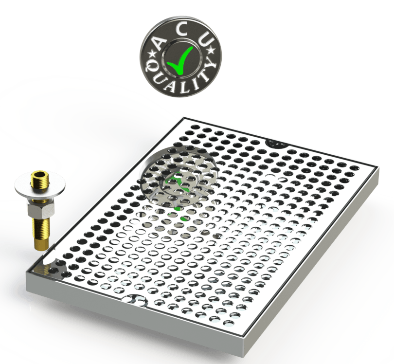 8" X 12" Surface Mount Drip Tray with Drain - ACU Precision Sheet Metal