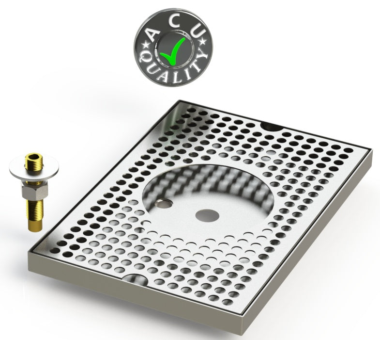 8" X 12" Surface Mount Drip Tray with Drain and Rinser Hole - ACU Precision Sheet Metal