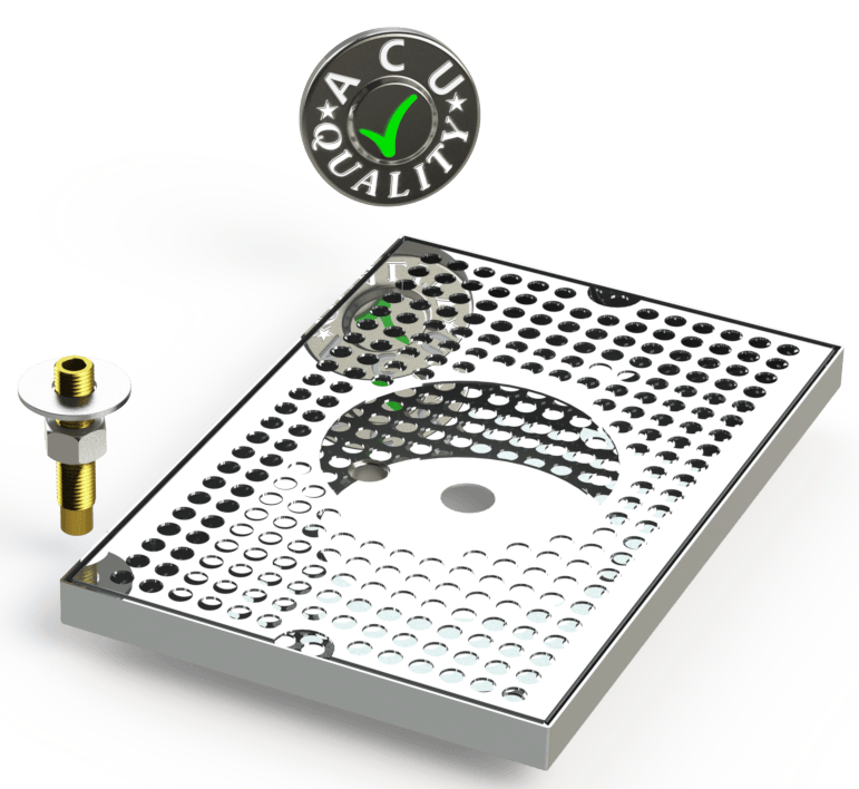 8" X 12" Surface Mount Drip Tray with Drain and Rinser Hole - ACU Precision Sheet Metal